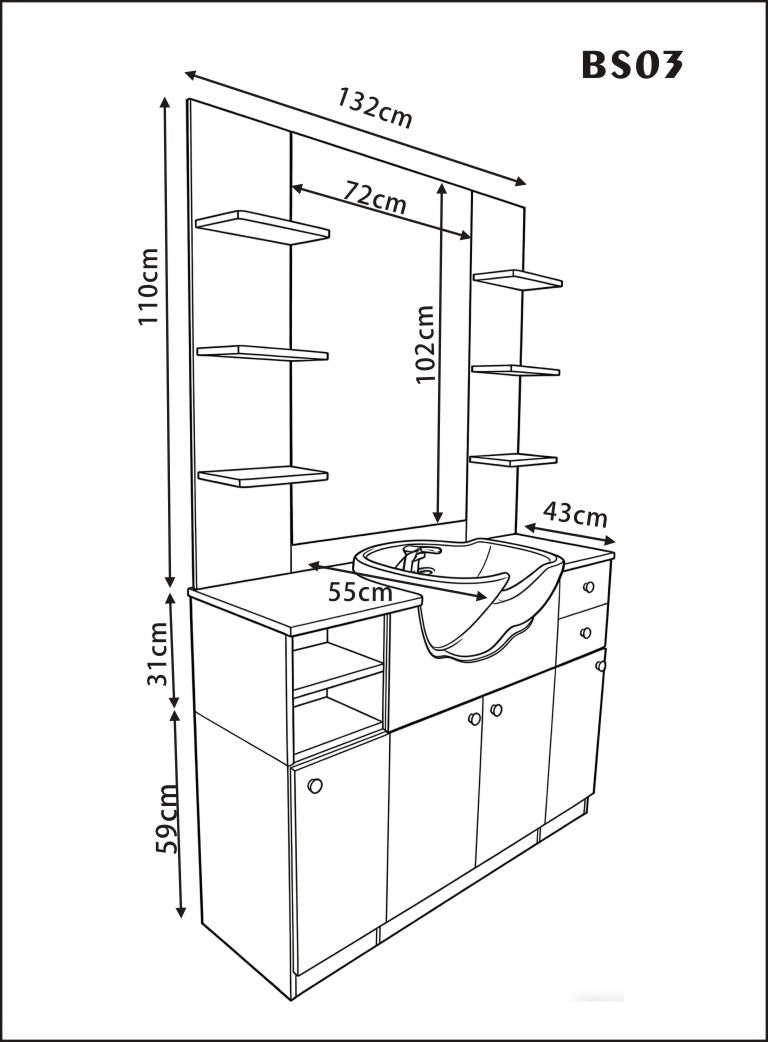 Barber Wash & Workstation BS03