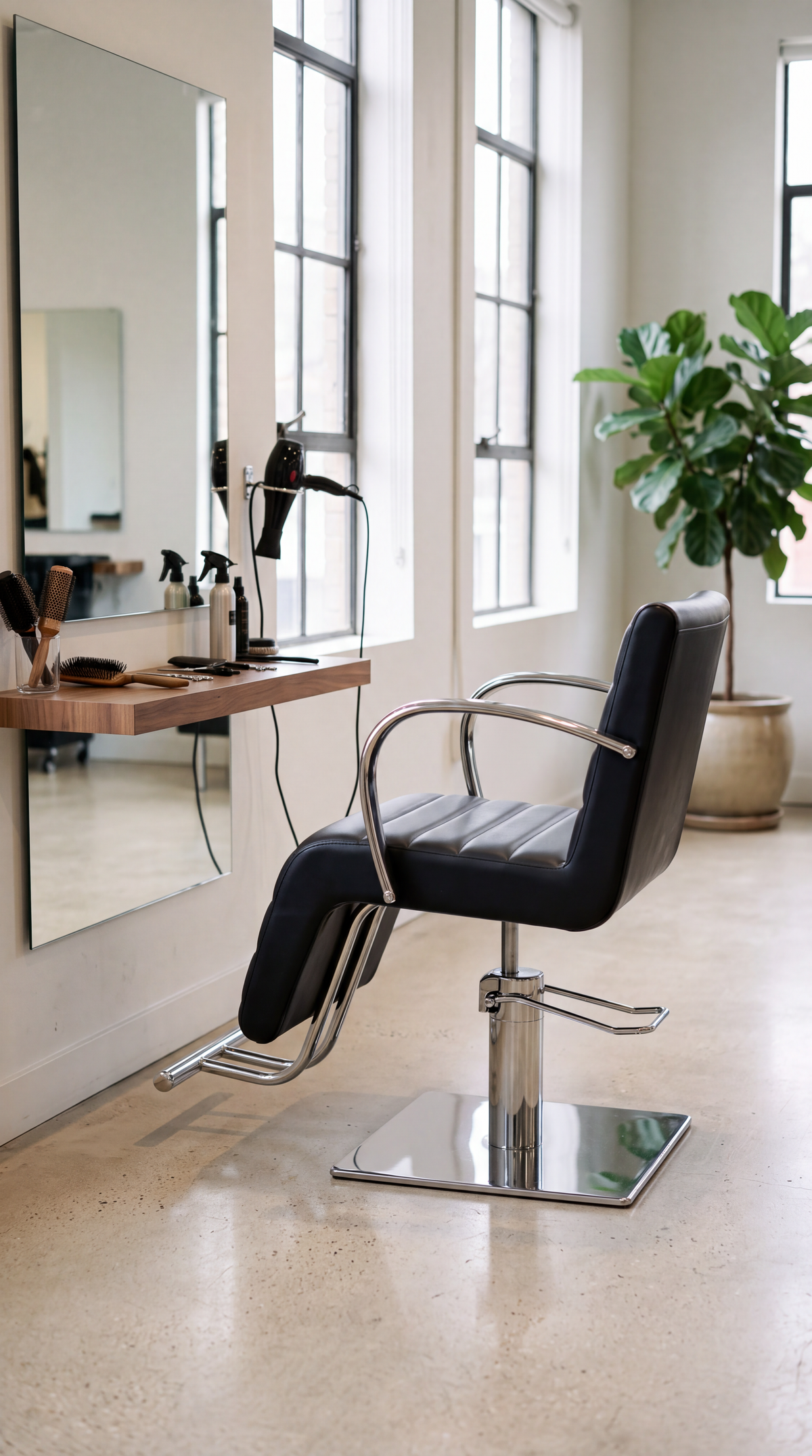 Velour - Salon Chair - Black & Chrome