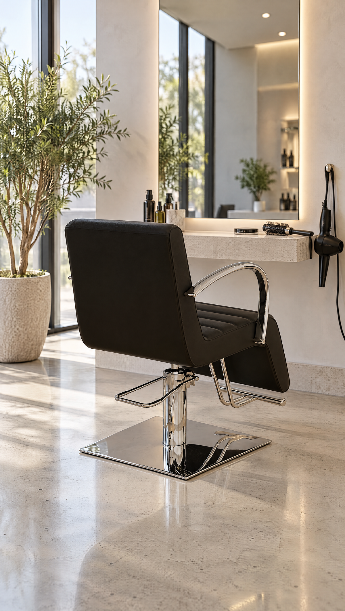 Velour - Salon Chair - Black & Chrome