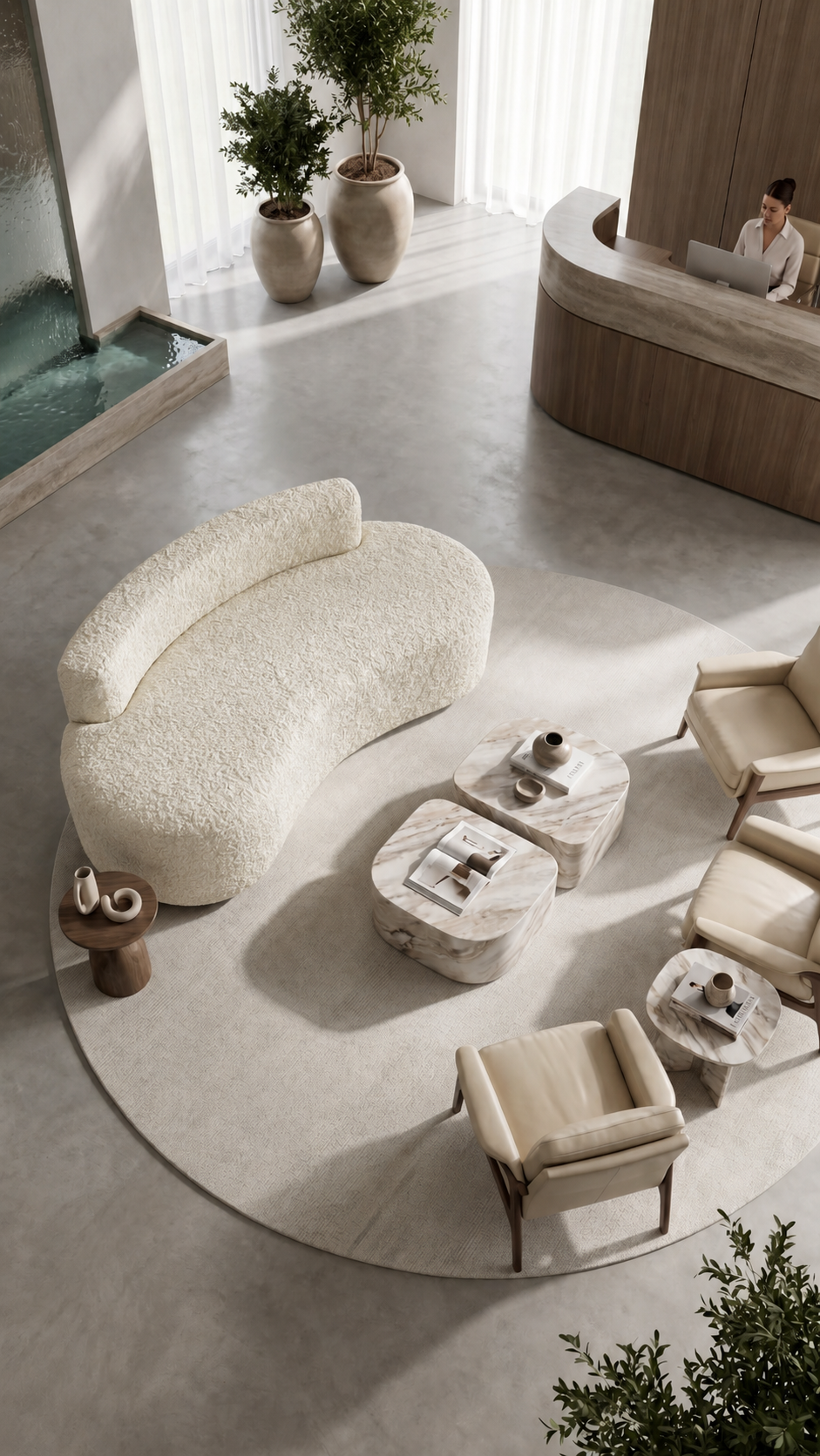 Terra Curved Lounge - 3 Seater - Cream